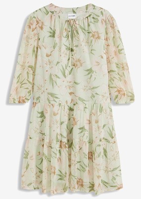 Tunika-Kleid aus recyceltem Polyester Gr. 36 Mint Geblümt Mini Freizeitkleid Neu