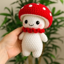 Crochet Mushroom Plush, Handmade Amigurumi Toadstool, Soft Toy, Kawaii Gift