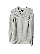 Ann Taylor Woman's Beige Crew Neck Pull-Over Cable Knit Sweater Size XS