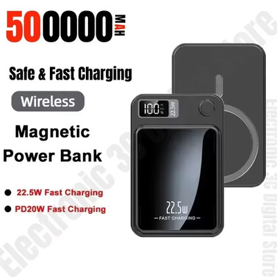 New Wireless Power Bank 500000mAh 22.5W Fast Charger For Magnetic Portable Auxil