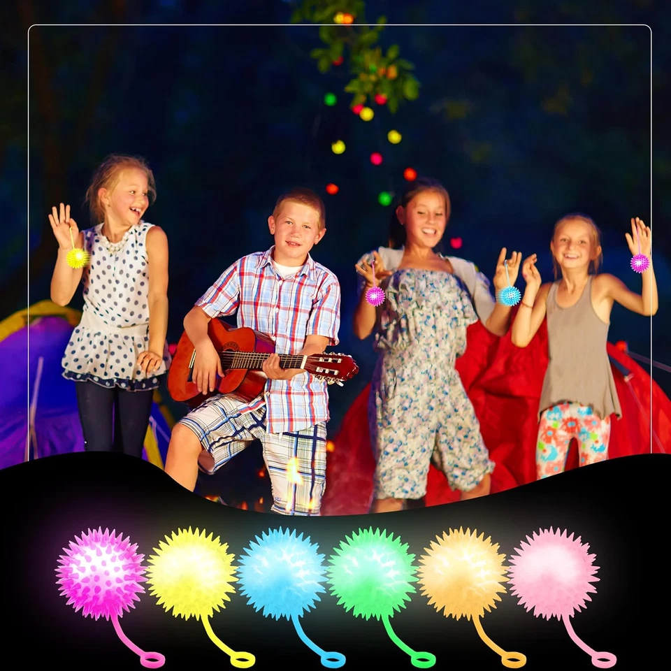 40 piezas bolas hinchables iluminadas de 2,6 pulgadas bola de espiga LED con cuerda crece en la oscuridad Foto 3 de 4