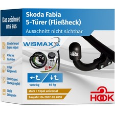 ANHÄNGERKUPPLUNG für Skoda Fabia II 07-10 starr HOOK +13polig E-Satz ABE