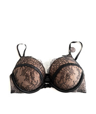 Victoria's Secret Bombshell Front Close Push-Up Plunge Bra Black Lace