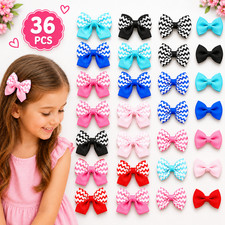 36 PCS Girls Mini Hair Bows 2.5" 1.5" Grosgrain Ribbon Hair Clips Barrettes