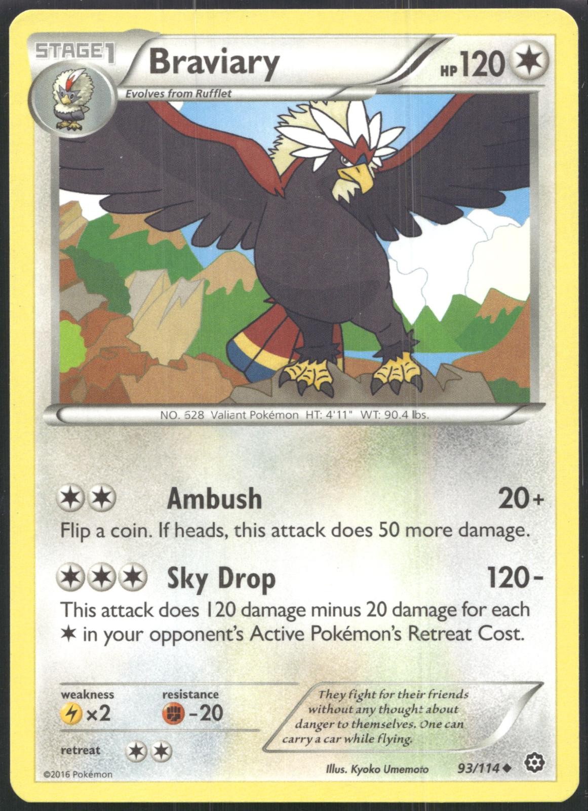 Braviary 93/114 Steam Siege Pokemon Card 2016 Near Mint