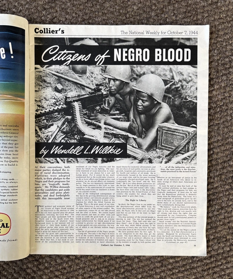 Vintage 1944 WWII era Collier’s magazine French Military Woman~Motorcycle cover - Image 3 of 4