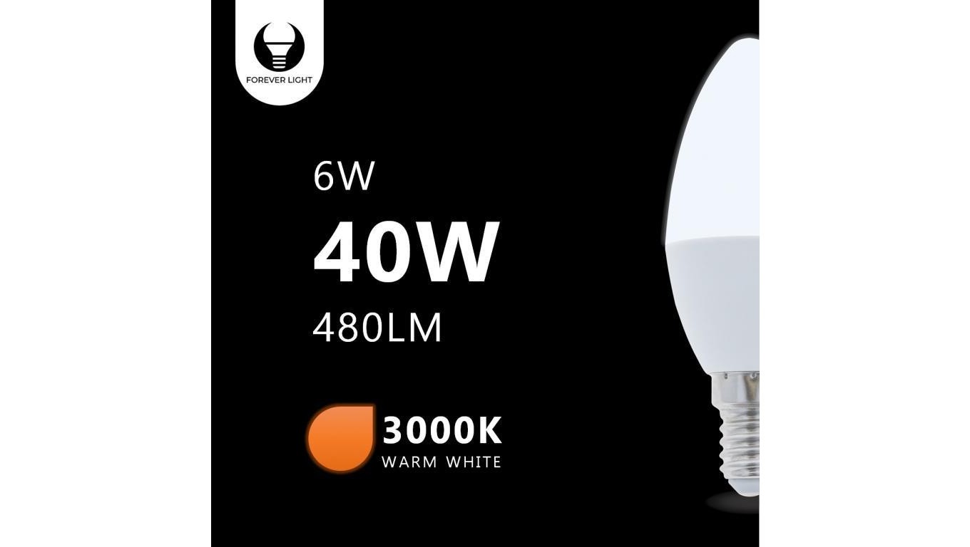 5900495839794 arwka LED E14 C37 6W 230V 3000K 480lm Forever Light RTV003447 TE 2690₽