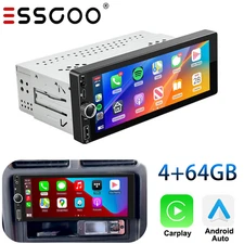 6.86" Touch Screen 1DIN Car Stereo Radio Fit Apple Carplay Android 14 GPS BT FM