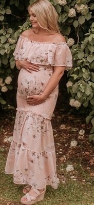 Elegant Floral Off-Shoulder Dress LARGE