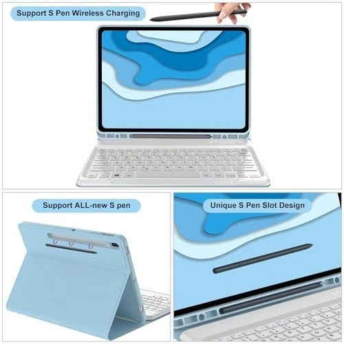 Samsung Galaxy Tab S7/S8+ 12.4" Keyboard Case, Slim Magnetic Cover, Bluetooth - Image 3 of 4