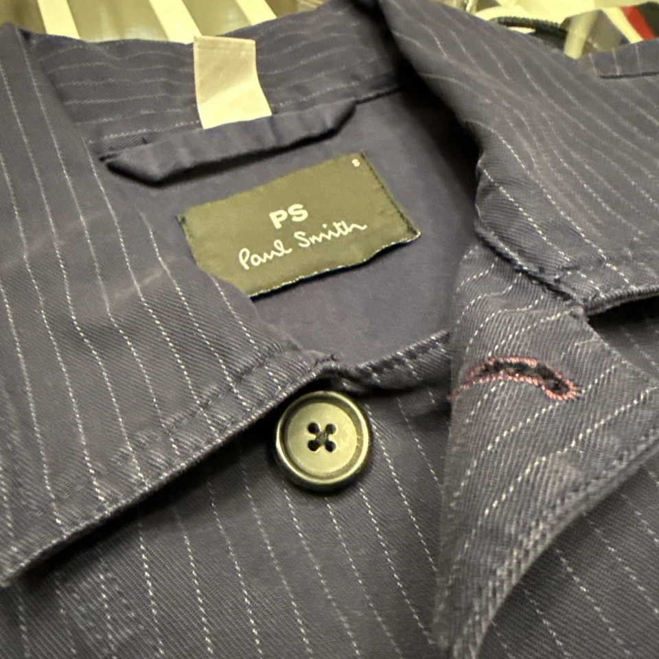 Paul Smith PS Navy Striped Overshirt Shirt  Chore Jacket Mens 48 Small $395 - Image 2 of 3
