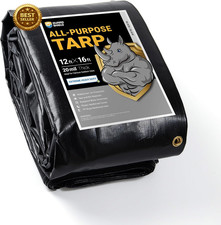 Extreme Heavy Duty Black Poly Tarp 12X16 Feet Cover Waterproof Tarps 20Mil Thick