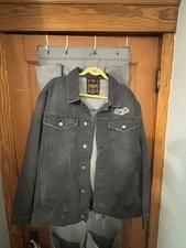 Von Dutch Originals Denim Trucker Jacket Flying Eyeball Jacket Men’s Sz XL Blue 