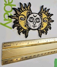 SUN MOON & STARS CELESTIAL PSYCHIC SKY P167 PATCH BADGE PSYCHEDELIC EMBROIDERY