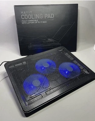Gaming Laptop Cooler Fan Cooling Pad Riser Metal Stand Fits 12 - 17 inch Laptops - Image 1 of 4