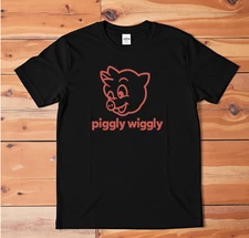 Piggly Wiggly Pig Mascot Graphic T-Shirt – White or Black – Retro Style