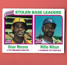 1980 Topps - League Leaders Stolen Bases Omar Moreno Willie Wilson 'VG/Exc' #204