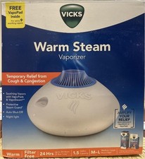 Vicks Warm Steam Vaporizer Humidifier with Night Light - 1.5gal - 600 sq ft - Wh