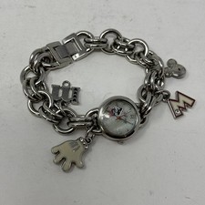 Disney Mickey Mouse Charm Bracelet Accutime Watch Vintage Japan Need New Battery
