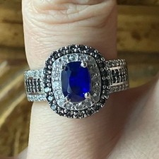Blue Spinel Sterling Silver Ring Size 6