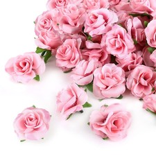 Kesoto 50pcs Pink Roses Artificial Flowers Bulk, 1.6 Small Silk Fake Roses