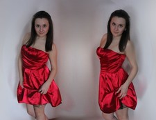 Roberta Cocktail Evening Mini Dress Strapless Fit & Flare Red 9/10 M