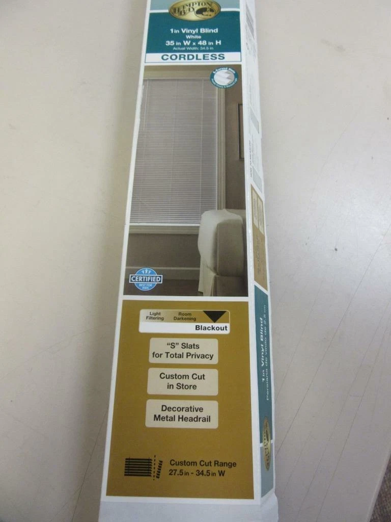 Hampton Bay Gray Cordless Room Darkening Vinyl Mini Blinds with 1