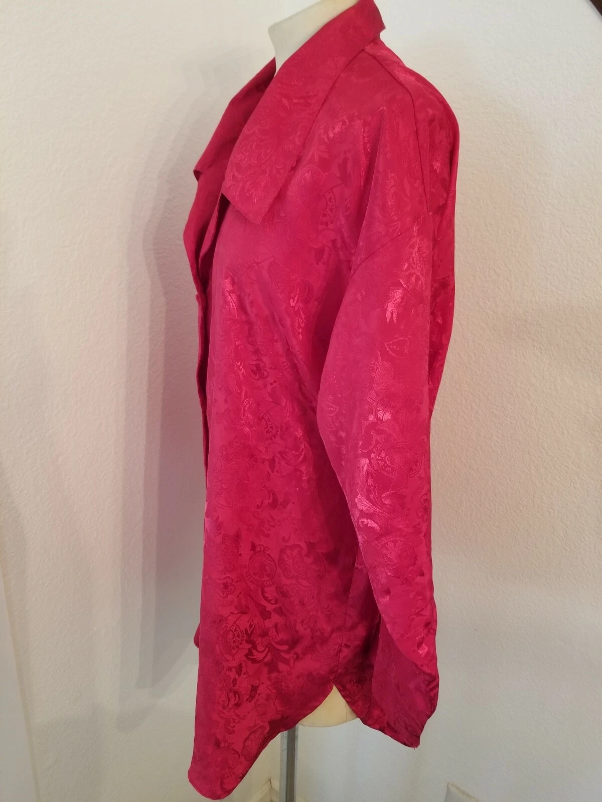 UNDERCOVER Camicia Victorias Secret taglia S abito floreale setoso maniche lunghe con bottoni rosa donna