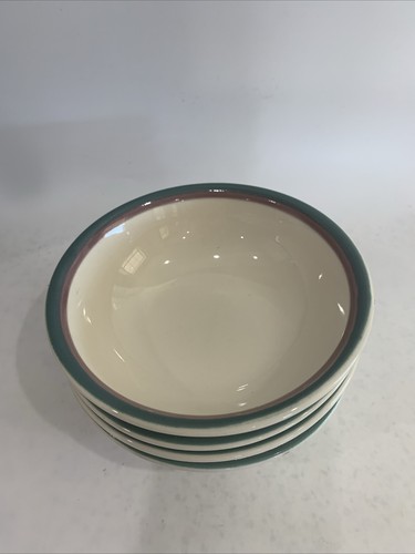 Set of 4 Pfaltzgraff Sky Pattern, 6" Soup Bowls Off-White Blue Bands - Picture 8 of 8