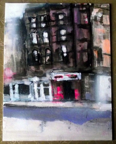 The Sex Shop Original Impressionist Mixed Med Oil Painting Paul Mitchell - Picture 2 of 4