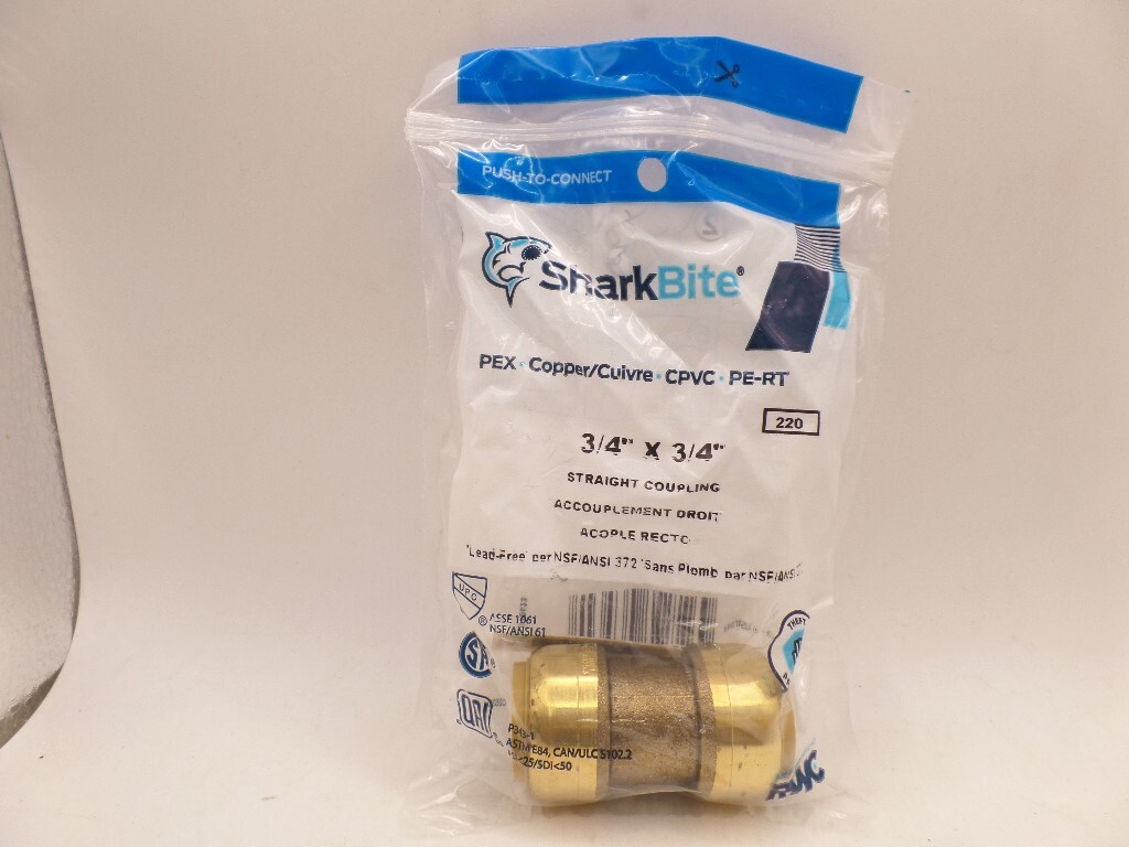 Raccord Droit SharkBite 3/4 X 3/4 – Sans Plomb – U016LFA – Push-fit Instantané