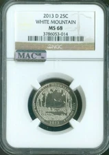 2013-D White Mountain Quarter NGC MS68 MAC Quality 