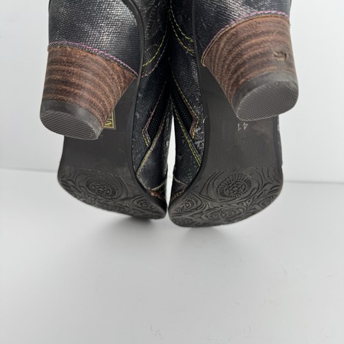 Spring Step L'Artiste Boots Womens 9.5* Black Leather Leaf Textile Artsy Boho - Picture 7 of 15