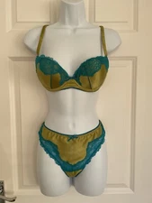 Marks & Spencer ~ Limited Collection Lime Silk Mix Bra Knickers ~ 34C ~ Uk14