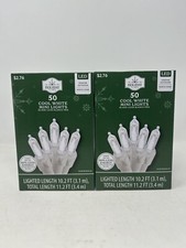 Holiday Time 50 LED COOL White Mini Lights with White Wire Indoor Outdoor 2 Box