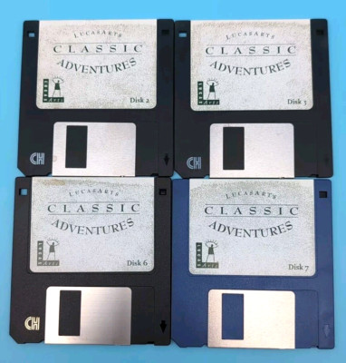 *INCOMPLETE* LucasArts Classic Adventures 3.5'' IBM PC Floppy Disk *LOT OF 4*