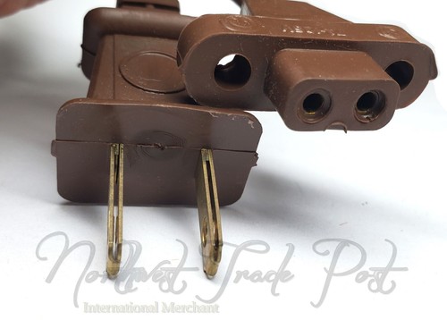 Non-Polarized 2-Pin Power Cord with Ears for Vintage Solid State TV Stereo Radio - Picture 9 of 9