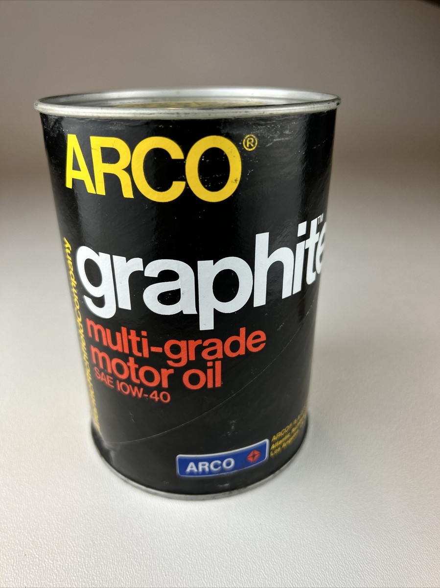Vtg Arco Graphite Motor Oil Tin Cardboard Can SAE 10W 40