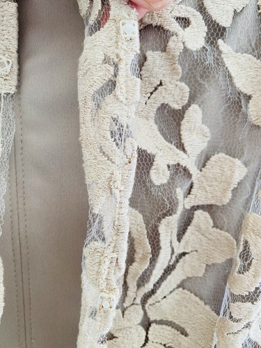 Tadashi Shoji US 10 UK 14 Beige Gold Lace Dress Cocktail Wedding Party Occasion - Picture 13 of 24