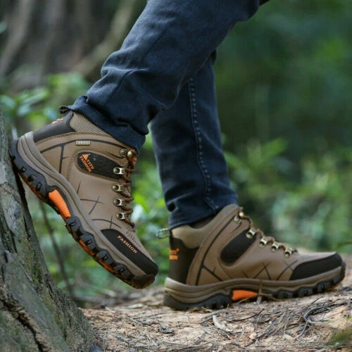 Herren Wasserdichte Knöchelstiefel Outdoor Leder Stiefel Wanderschuhe Stiefel - Bild 23 von 28