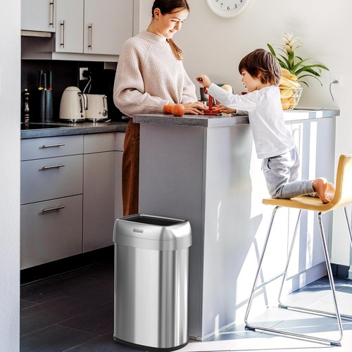 13 Gallon Open Top Kitchen Trash Can Recycling Bin with Double Odor Filters US - Picture 6 of 7