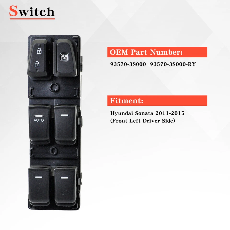 ✅Interruptor de ventana eléctrica principal del lado del conductor delantero izquierdo Hyundai Sonata 2011-2015 Foto 4 de 4