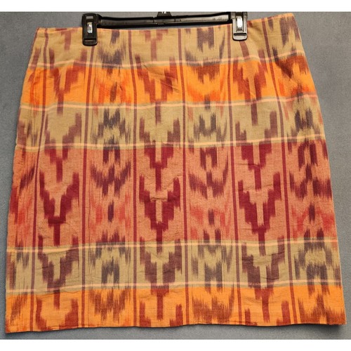 Lauren Ralph Lauren Size 16 Cotton Linen Geometric Tribal Print Wrap Skirt - Picture 7 of 7