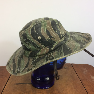 Vintage Vietnam War Tiger Stripe Camo Boonie Bucket Hat Cap