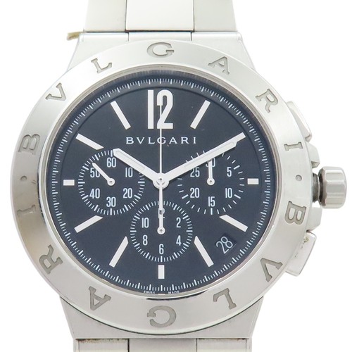 BVLGARI Diagono Velocissimo Watch DG41SCH Black Dial Chronograph Stainless Steel - Picture 2 of 15