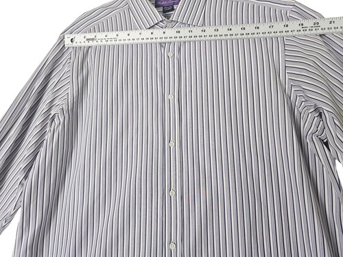 Ralph Lauren Purple Label Mens 17 Purple White Stripe French Cuff Dress Shirt - Picture 4 of 11