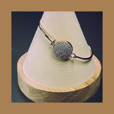 MICHAEL KORS Crystal Pave Disc Rose Gold Bangle Bracelet