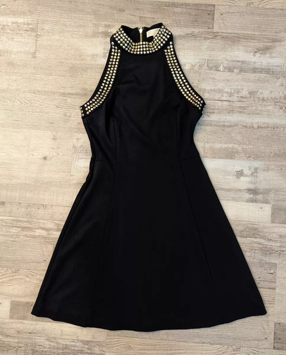 Michael Michael Kors Black Studded Halter Dress Size 6