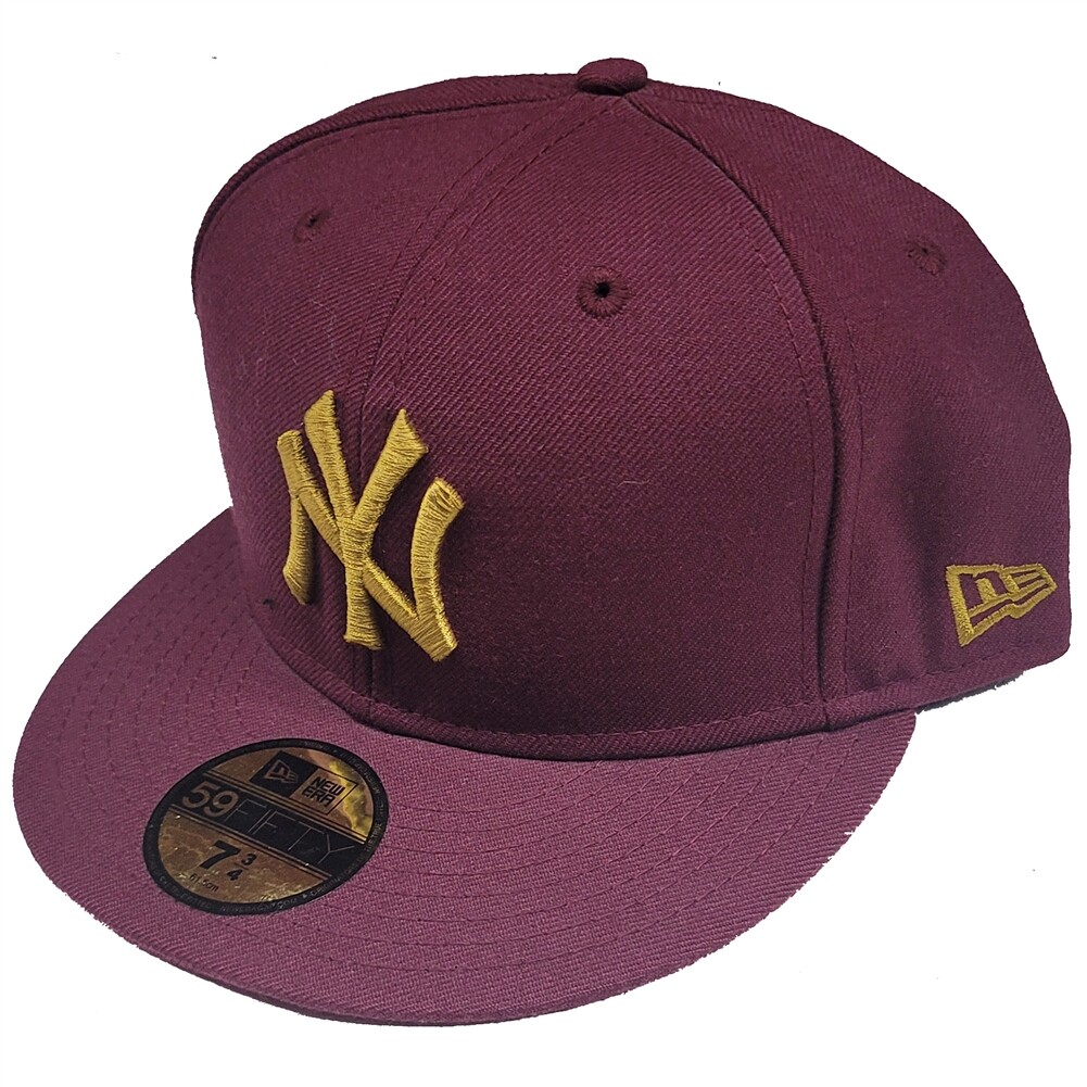 ◆MLB Korea◆ MLB New York Yankees basic ball cap wine cork New York Yankees New Era 5950 Basic Fitted Hat - Wine/Brass