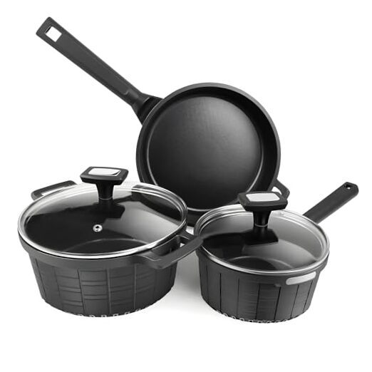 Pots and Pan Set, 5Piece Cookware Sets with Lids, Induction Kitchen Cookware eBay